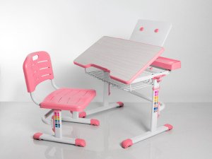 Ergonomic Height Adjustable Kids Desk Chair Midi Pink Desk